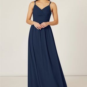 Dark navy Azazie Blake bridesmaid dress (size A8)